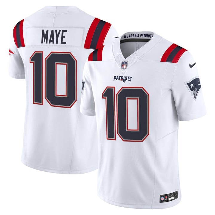 Men's New England Patriots #10 Drake Maye White F.U.S.E. 2025 Vapor Limited Stitched Jersey