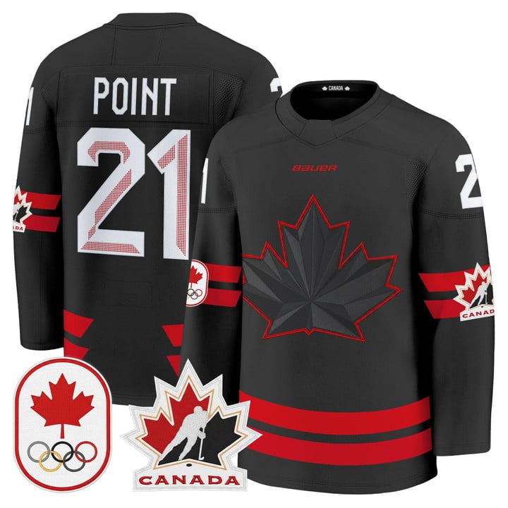 Men's BAUER x 2026 Olympic Canada #21 Brayden Point Black Premium Stitched Hockey Jersey