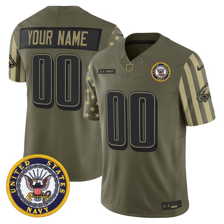 Men's Philadelphia Eagles x U.S. Military Veteran Navy F.U.S.E. Vapor Limited Custom Stitched Jersey