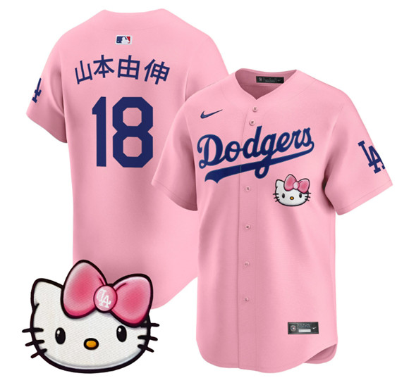 Women's Los Angeles Dodgers #18 山本由伸 Pink 2025 Hello Kitty Vapor Limited Stitched Baseball Jersey(Run Small)