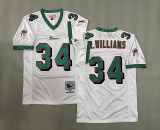 Men's Miami Dolphins #34 Ricky Williams White 2002 throwback Stitched Football Jersey