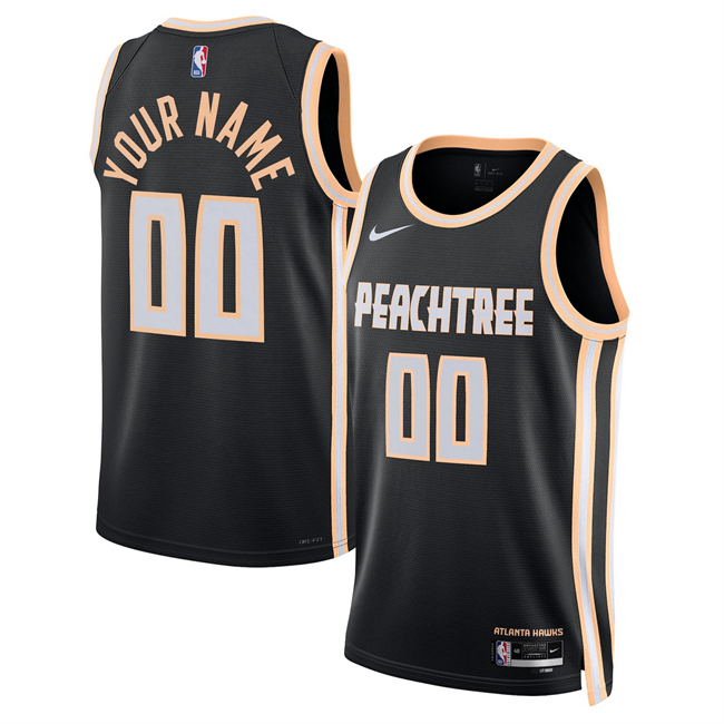 Men's Atlanta Hawks Custom Black 2025-26 City Edition Stitched Jersey