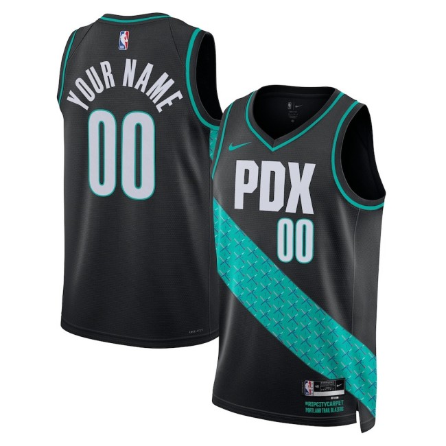 Men's Portland Trail Blazers Custom Black 2025-26 City Edition Stitched Basketball Jersey