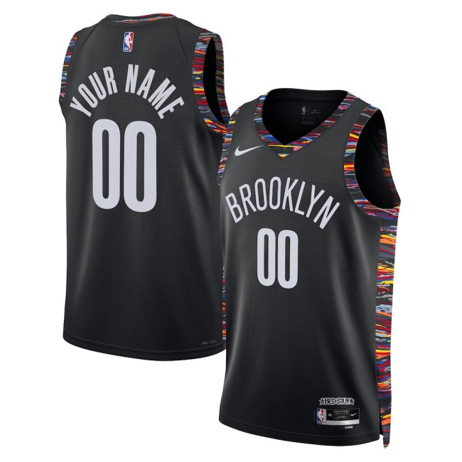 Men's Brooklyn Nets Custom Black 2025-26 City Edition Stitched Basketball Jersey