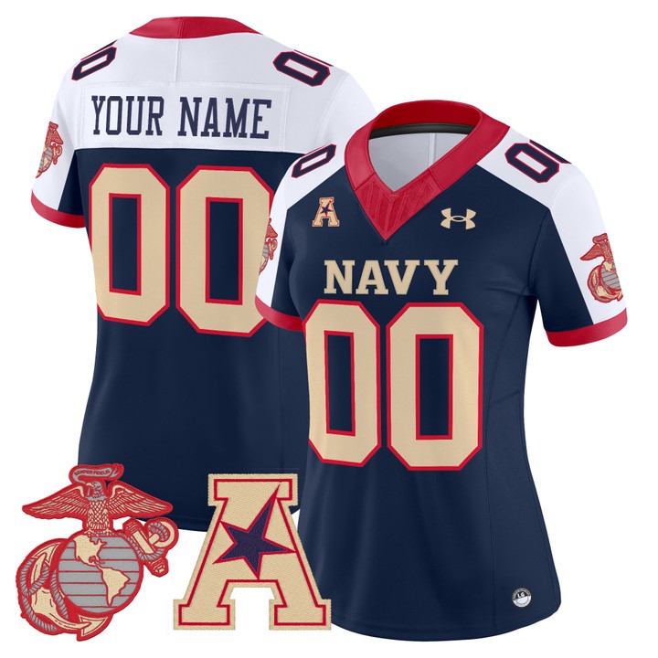 Women's Navy Midshipmen Custom Vapor USMC Premier Stitched Football Jersey Navy Alternate