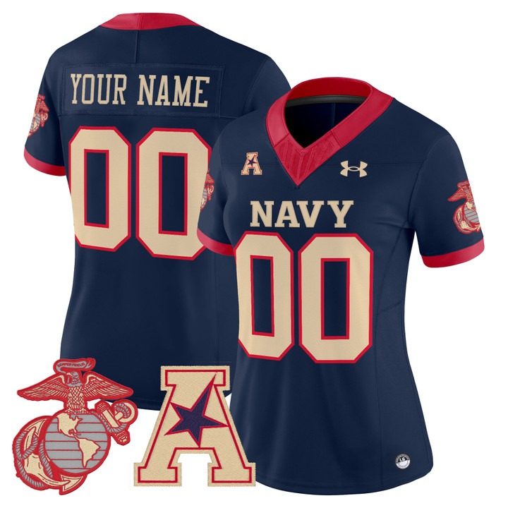 Women's Navy Midshipmen Custom Vapor USMC Premier Stitched Football Jersey Navy