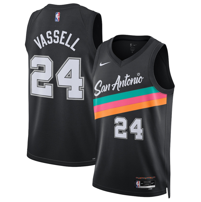 Men's San Antonio Spurs #24 Devin Vassell Black 2025-26 City Edition Stitched Basketball Jersey