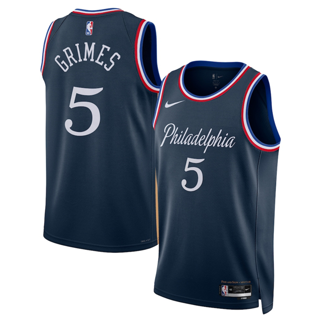 Men's Philadelphia 76ers #5 Quentin Grimes Navy 2025-26 City Edition Stitched Jersey