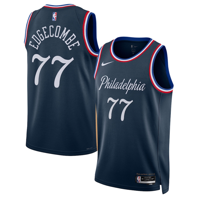 Men's Philadelphia 76ers #77 VJ Edgecombe Navy 2025-26 City Edition Stitched Jersey