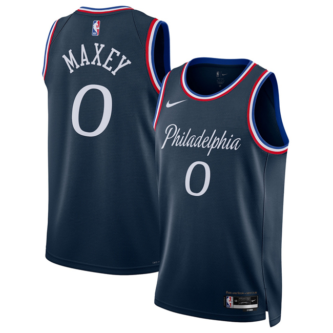 Men's Philadelphia 76ers #0 Tyrese Maxey Navy 2025-26 City Edition Stitched Jersey
