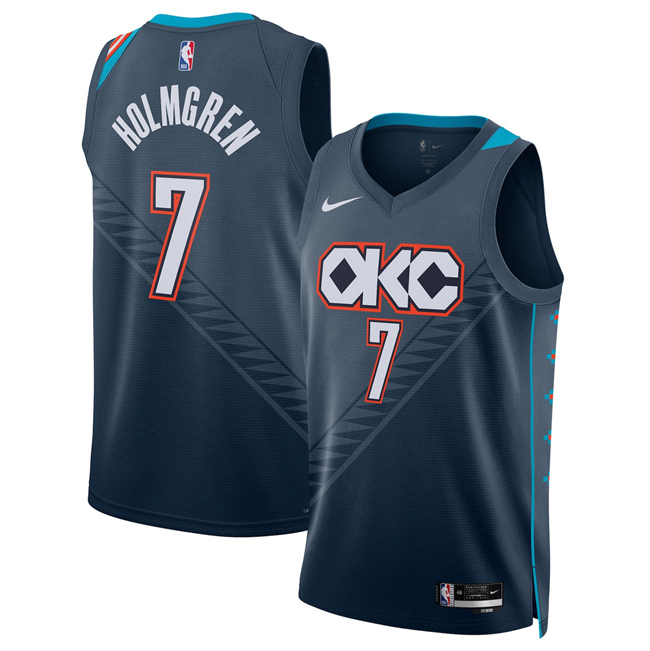 Men's Oklahoma City Thunder #7 Chet Holmgren Navy 2025-26 City Edition Stitched Basketball Jersey