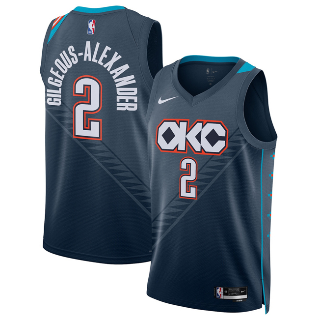 Men's Oklahoma City Thunder #2 Shai Gilgeous-Alexander Navy 2025-26 City Edition Stitched Basketball Jersey