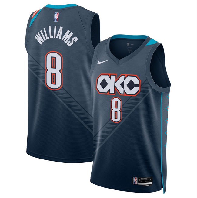 Men's Oklahoma City Thunder #8 Jalen Williams Navy 2025-26 City Edition Stitched Basketball Jersey