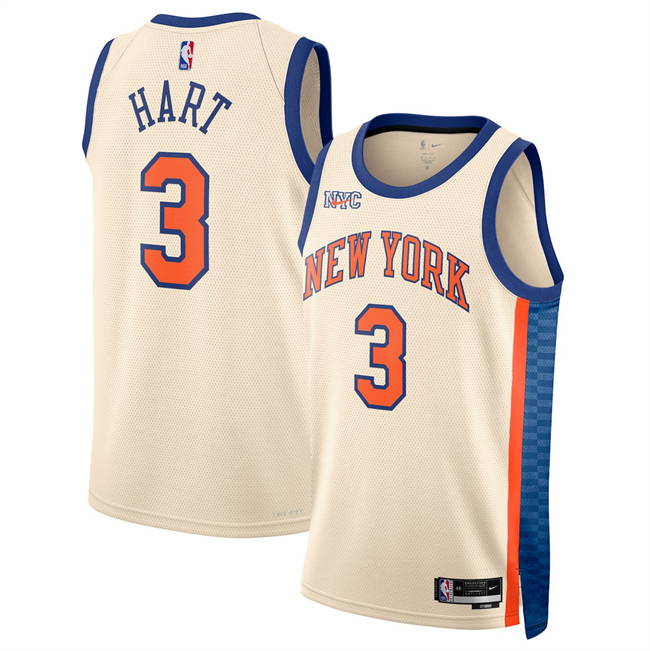 Men's New Yok Knicks #3 Josh Hart Cream 2025-26 City Edition Stitched Basketball Jersey