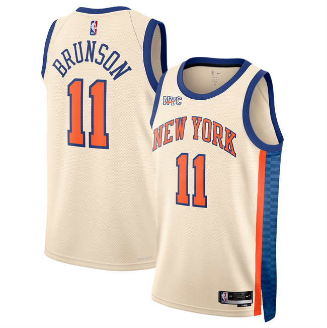 Men's New Yok Knicks #11 Jalen Brunson Cream 2025-26 City Edition Stitched Basketball Jersey