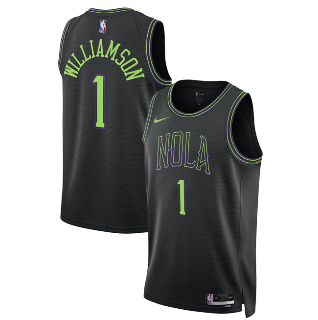 Men's New Orleans Pelicans #1 Zion Williamson Black 2025-26 City Ediiton Stitched Basketball Jersey