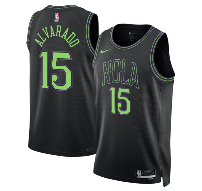 Men's New Orleans Pelicans #15 Jose Alvarado Black 2025-26 City Ediiton Stitched Basketball Jersey
