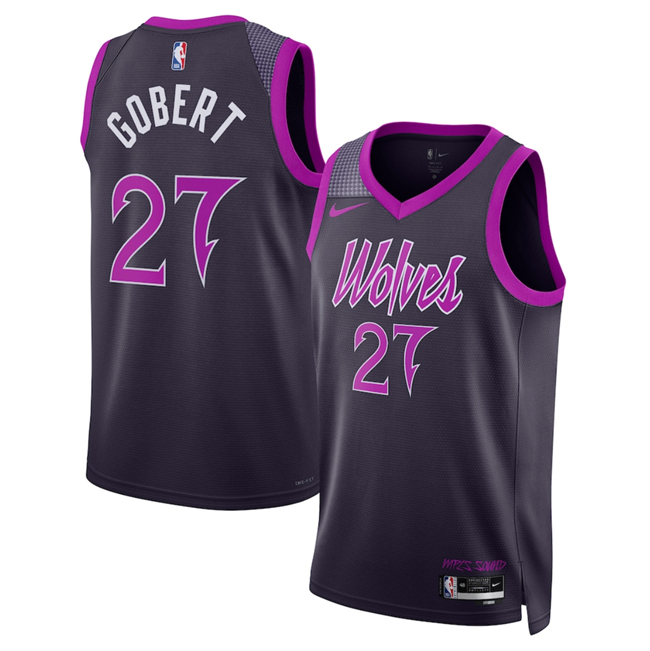 Men's Minnesota Timberwolves #27 Rudy Gobert Purple 2025-26 City Edition Stitched Jersey