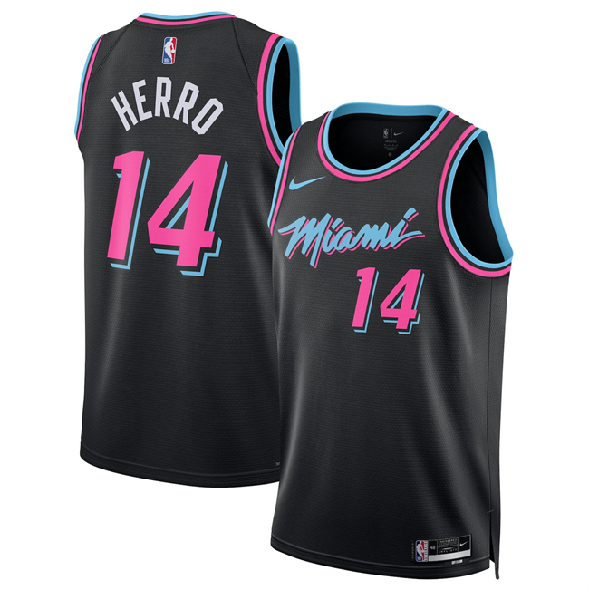 Men's Miami Heat #14 Tyler Herro Black 2025-26 City Edition Stitched Basketball Jersey