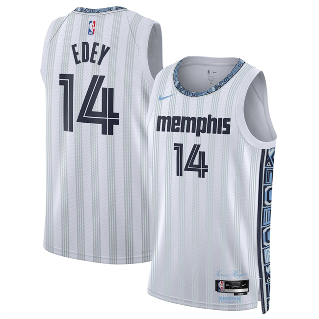 Men's Memphis Grizzlies #14 Zach Edey White 2025-26 City Edition Stitched Basketball Jersey