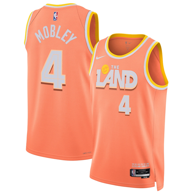 Men's Cleveland Cavaliers #4 Evan Mobley Orange 2025-26 City Edition Stitched Jersey