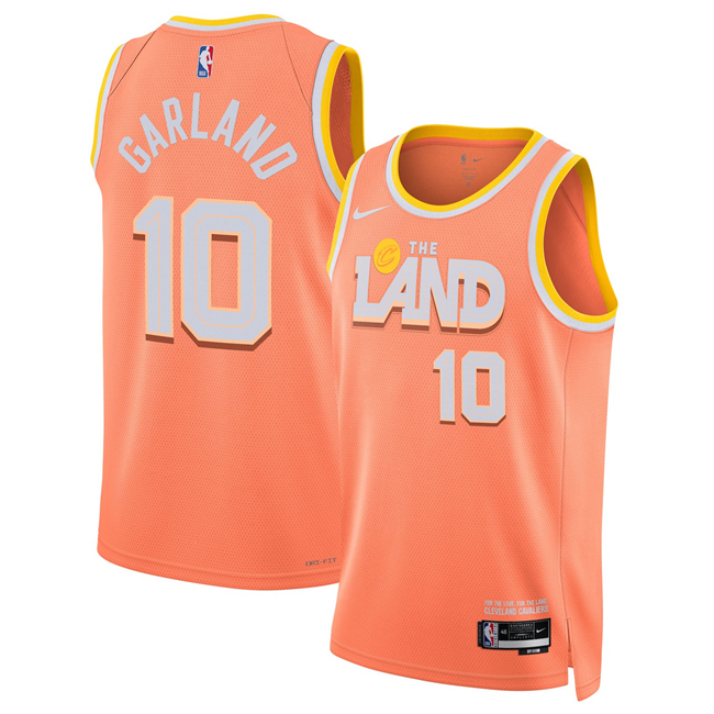 Men's Cleveland Cavaliers #10 Darius Garland Orange 2025-26 City Edition Stitched Jersey