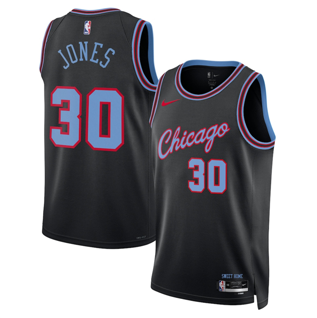 Men's Chicago Bulls #30 Tre Jones Black 2025-26 City Edition Stitched Basketball Jersey