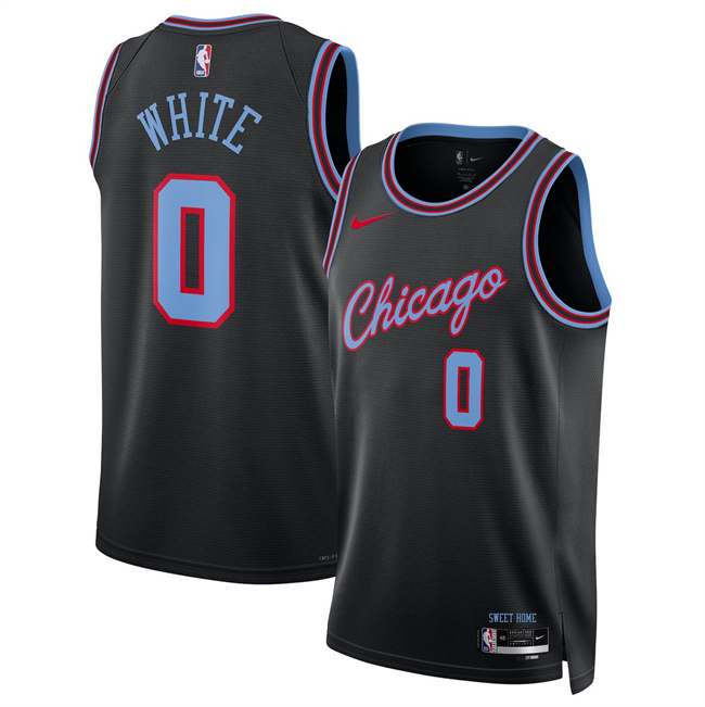 Men's Chicago Bulls #0 Coby White Black 2025-26 City Edition Stitched Basketball Jersey
