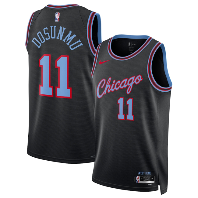 Men's Chicago Bulls #11 Ayo Dosunmu Black 2025-26 City Edition Stitched Basketball Jersey