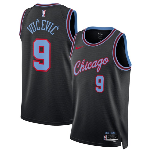 Men's Chicago Bulls #9 Nikola Vucevic Black 2025-26 City Edition Stitched Basketball Jersey