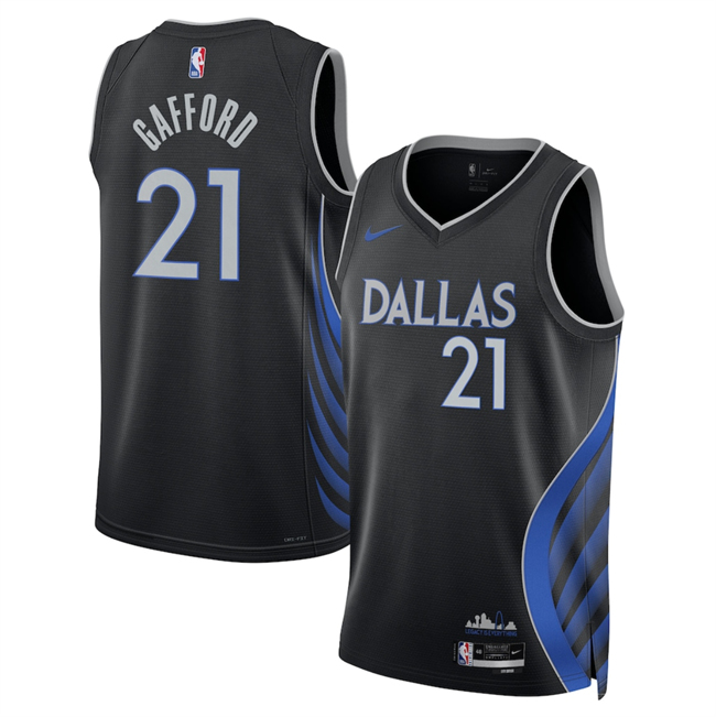 Men's Dallas Mavericks #21 Daniel Gafford Black 2025-26 City Edition Stitched Basketball Jersey