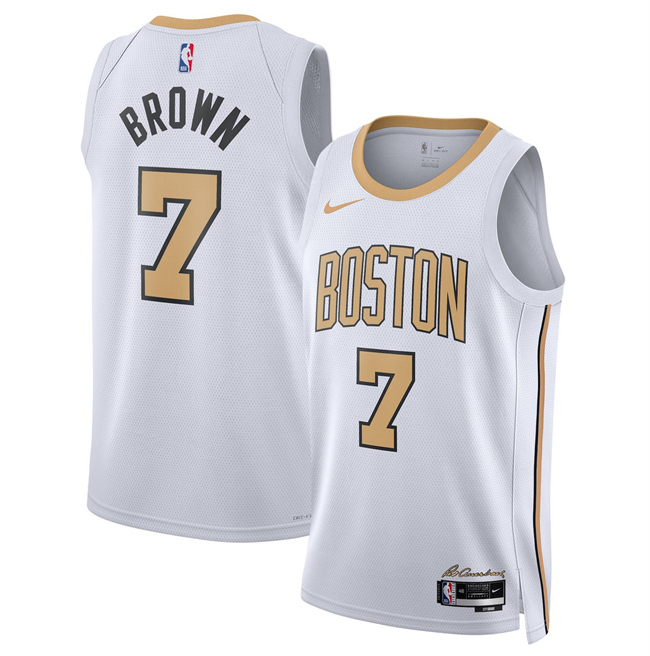 Men's Boston Celtics #7 Jaylen Brown White 2025-26 City Edition Stitched Basketball Jersey