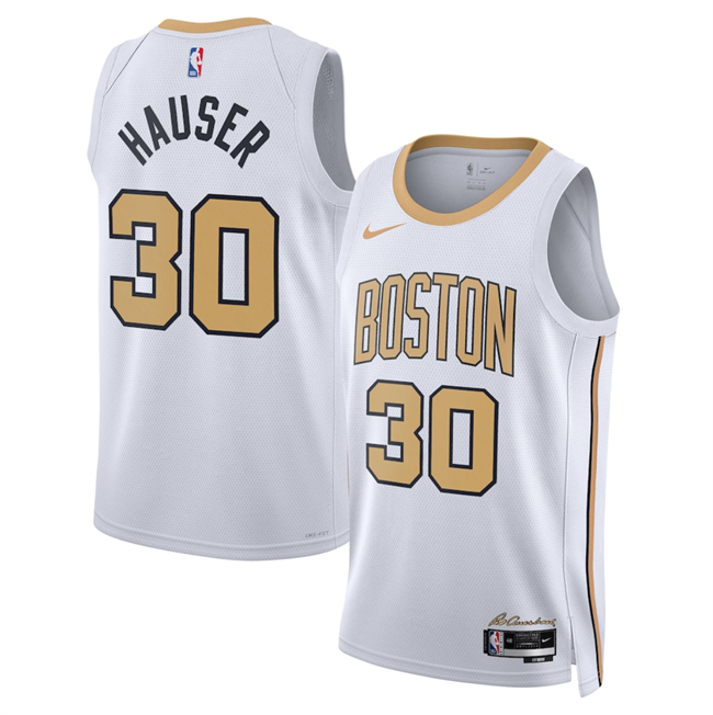 Men's Boston Celtics #30 Sam Hauser White 2025-26 City Edition Stitched Basketball Jersey