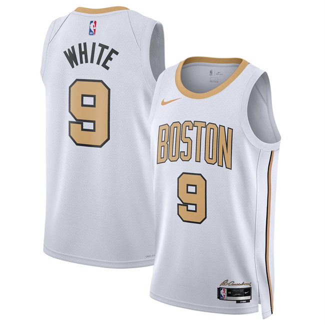 Men's Boston Celtics #9 Derrick White White 2025-26 City Edition Stitched Basketball Jersey
