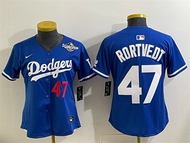 Youth Los Angeles Dodgers #47 Ben Rortvedt Royal 2025 World Series Limited Stitched Baseball Jersey