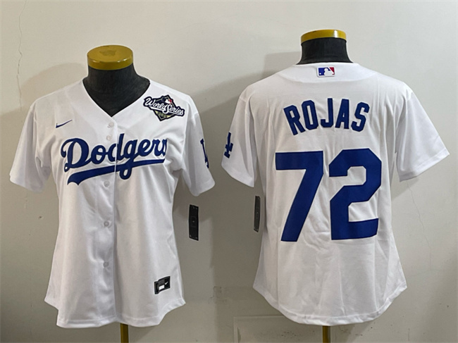 Youth Los Angeles Dodgers #72 Miguel Rojas White 2025 World Series Home Cool Base Stitched Baseball Jersey