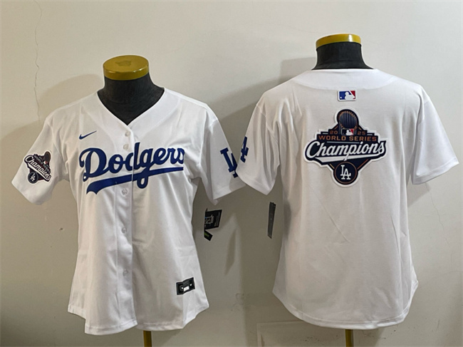 Youth Los Angeles Dodgers White 2025 World Series Champions Big Logo Home Limited Stitched Baseball Jersey