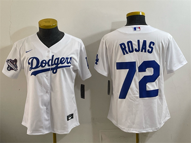 Youth Los Angeles Dodgers #72 Miguel Rojas White 2025 World Series Champions Home Cool Base Stitched Baseball Jersey