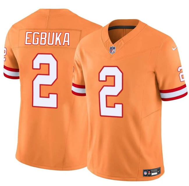 Youth Tampa Bay Buccaneers #2 Emeka Egbuka Orange 2025 Draft F.U.S.E. Throwback Limited Stitched Football Jersey