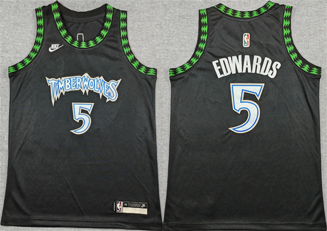 Youth Minnesota Timberwolves #5 Anthony Edwards Black 2025-26 Classic Edition Stitched Jersey