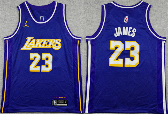 Youth Los Angeles Lakers #23 LeBron James Purple Stitched Basketball Jersey