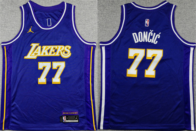 Youth Los Angeles Lakers #77 Luka Doncic Purple 2025 Stitched Basketball Jersey