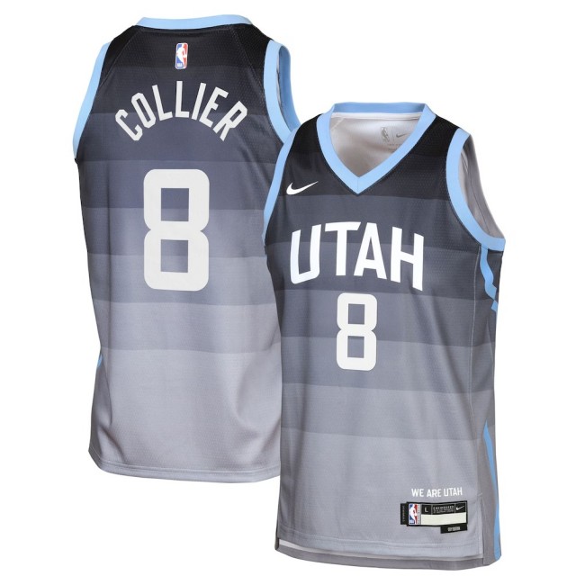 Youth Utah Jazz #8 Isaiah Collier Gray Nike 2025-26 City Edition Swingman Stitched Jersey