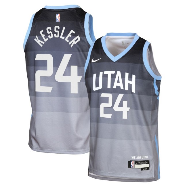 Youth Utah Jazz #24 Walker Kessler Gray Nike 2025-26 City Edition Swingman Stitched Jersey