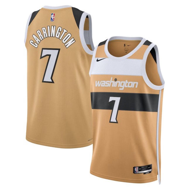 Men's Washington Wizards #7 Carlton Carrington Tan Nike 2025-26 City Edition Swingman Stitched Jersey