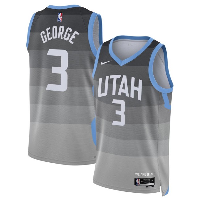 Men's Utah Jazz #3 Keyonte George Grey Nike 2025-26 City Edition Swingman Stitched Jersey