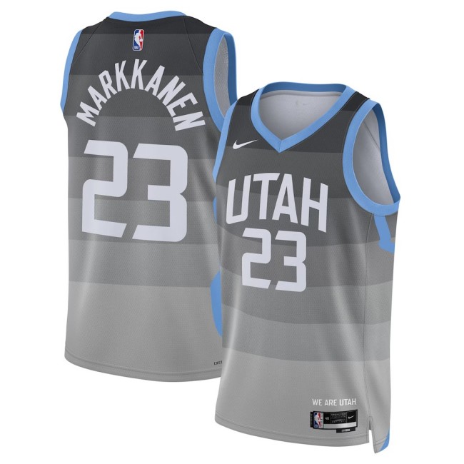 Men's Utah Jazz #23 Lauri Markkanen Grey Nike 2025-26 City Edition Swingman Stitched Jersey