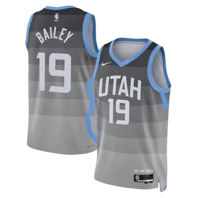 Men's Utah Jazz #19 Ace Bailey Grey Nike 2025-26 City Edition Swingman Stitched Jersey