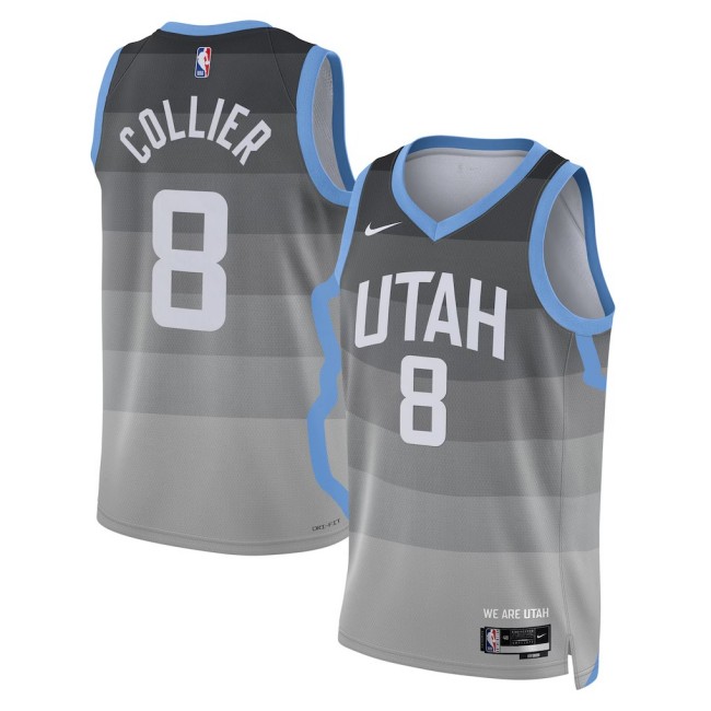 Men's Utah Jazz #8 Isaiah Collier Grey Nike 2025-26 City Edition Swingman Stitched Jersey