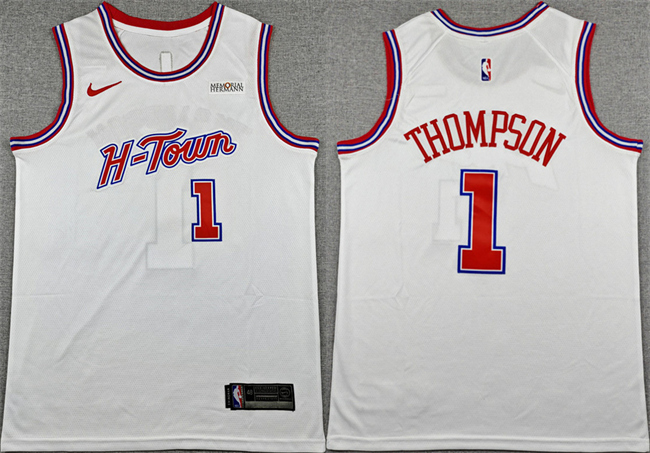 Men's Houston Rockets #1 Amen Thompson White 2025-26 City Edition  Stitched Jersey